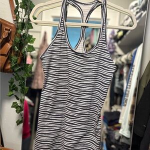 Nike Black and White Striped Dri-FIT Tank